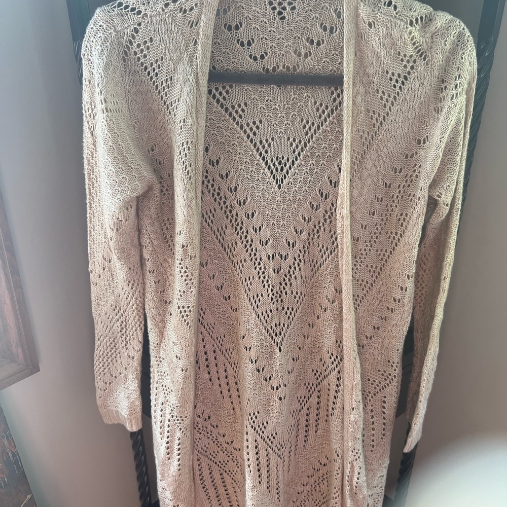 Beige crochet duster